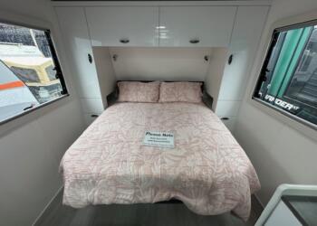 Bed in the 2024 Viscount V1 caravan