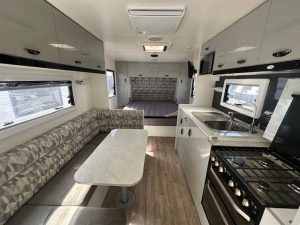 2021 20' Viscount V3 - living area, kitchen, seating and bed